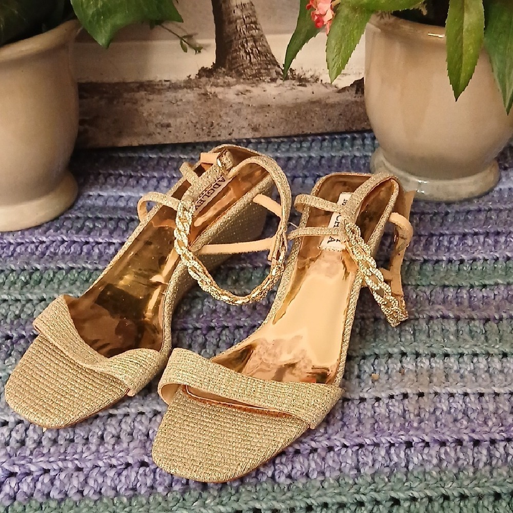 Badgley Mischka Gold Strappy Heels